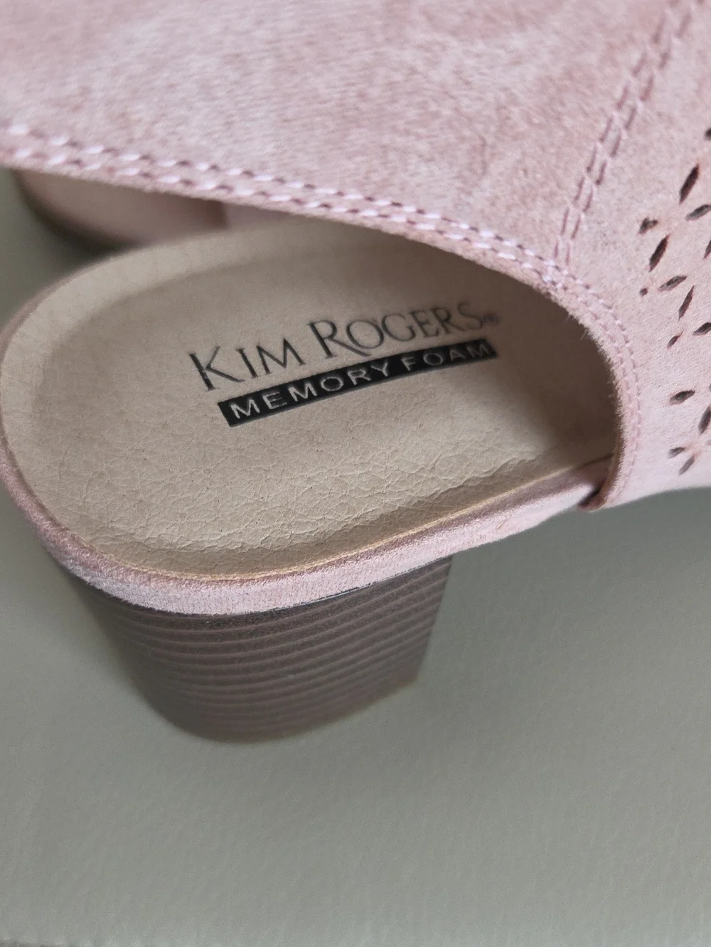 Kim Rogers Pink Perforated Block Heel Slingback Sandals